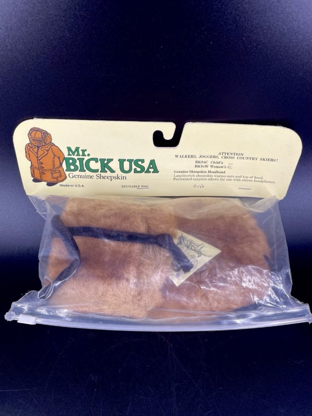 Mr. BICK Vintage Genuine Sheepskin Headband BK94W women's USA NEW OLD STOCK
